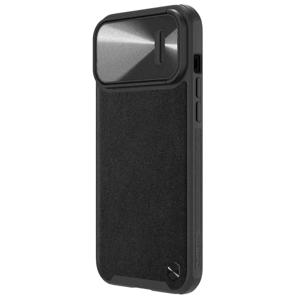 Nillkin CamShield Leather S Case etui iPhone 14 Pro Max pokrowiec z osłoną na aparat czarny