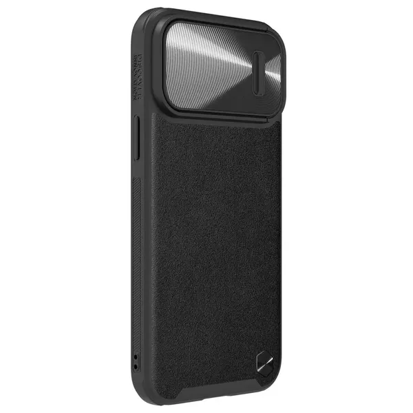 Nillkin CamShield Leather S Case etui iPhone 14 Pro Max pokrowiec z osłoną na aparat czarny