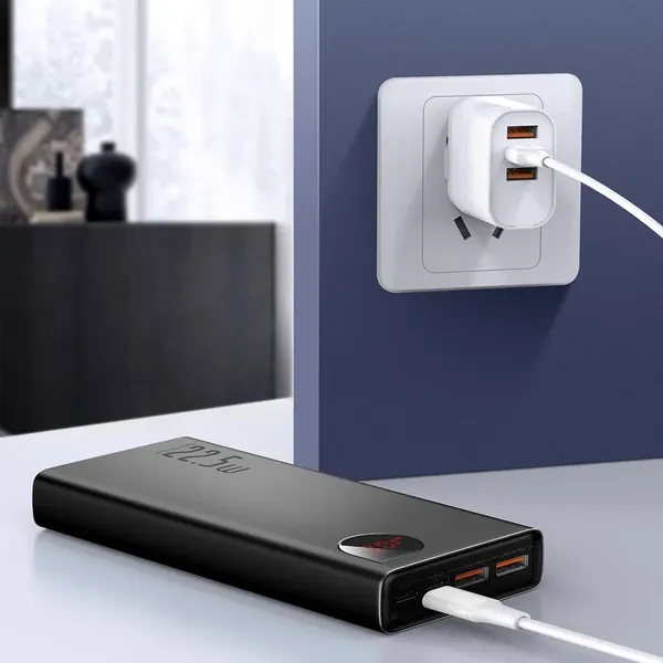 Baseus Adaman powerbank z szybkim ładowaniem 20000mAh 22.5W + kabel USB-A - USB-C 3A 0.3m czarny