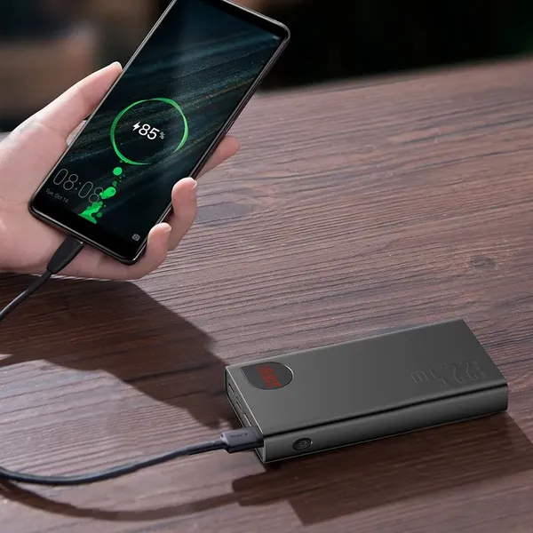 Baseus Adaman powerbank z szybkim ładowaniem 20000mAh 22.5W + kabel USB-A - USB-C 3A 0.3m czarny