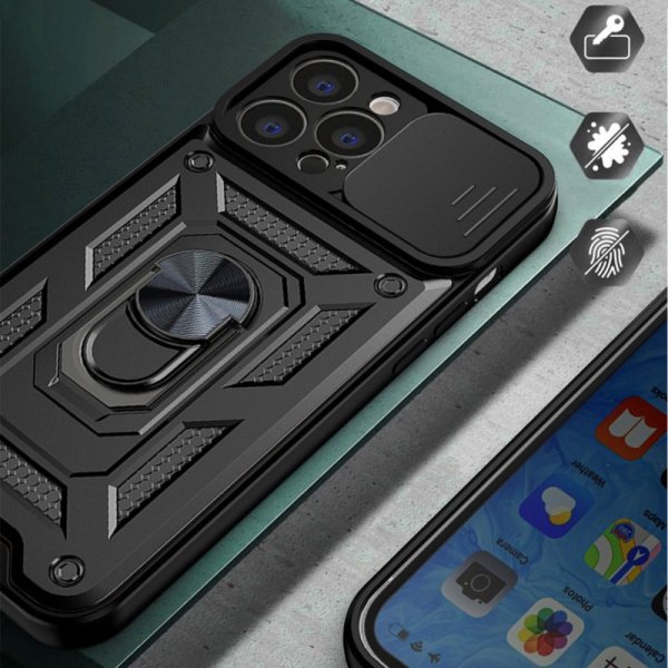 Hybrid Armor Camshield etui iPhone 14 Pro Max pancerny pokrowiec z osłoną na aparat niebieskie
