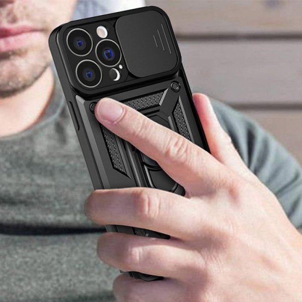 Hybrid Armor Camshield etui iPhone 13 Pro pancerny pokrowiec z osłoną na aparat czarne