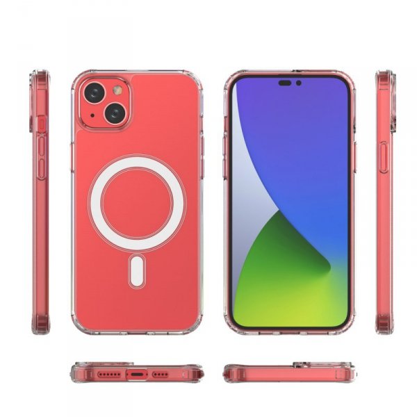 Etui magnetyczne Clear Magnetic Case z MagSafe do iPhone 14 Plus  ze srebrnym ringiem - przezroczyste
