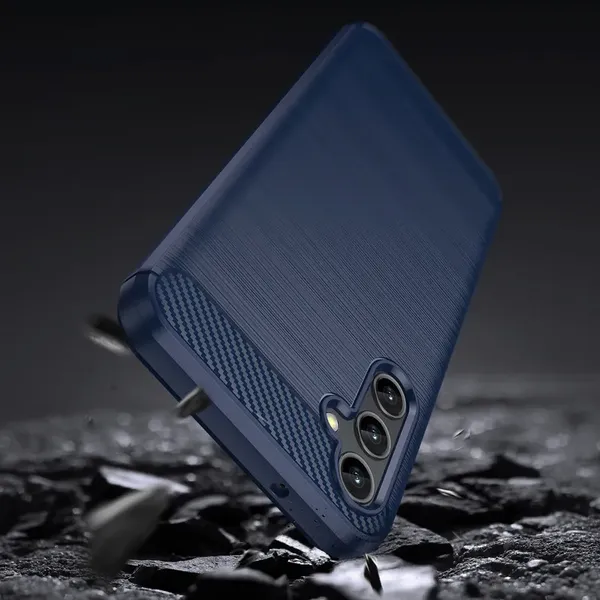 Carbon Case etui Samsung Galaxy A14 5G elastyczny silikonowy karbonowy pokrowiec niebieskie