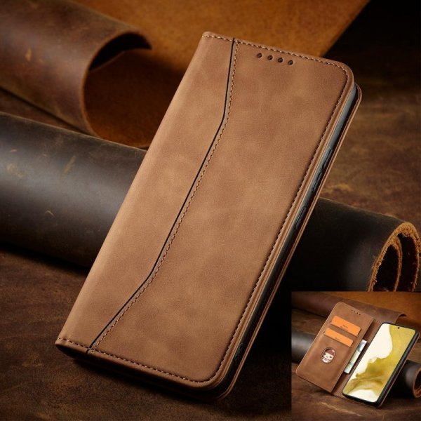 Magnet Fancy Case etui Samsung Galaxy S23+ pokrowiec z klapką portfel podstawka brązowe