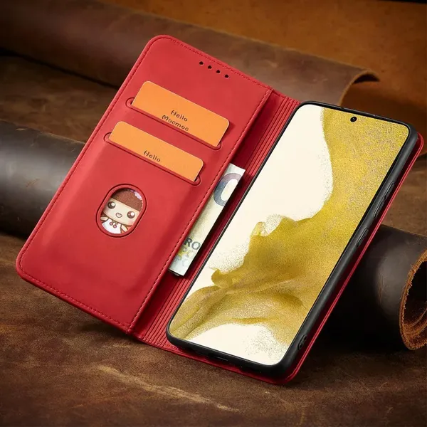 Magnet Fancy Case etui Samsung Galaxy S23 Ultra pokrowiec z klapką portfel podstawka czerwone