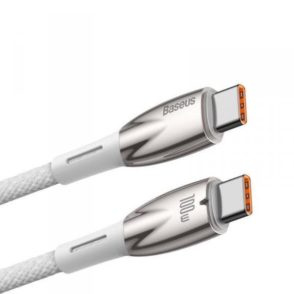 Baseus Glimmer Series kabel do szybkiego ładowania USB-C 480Mb/s PD 100W 2m biały