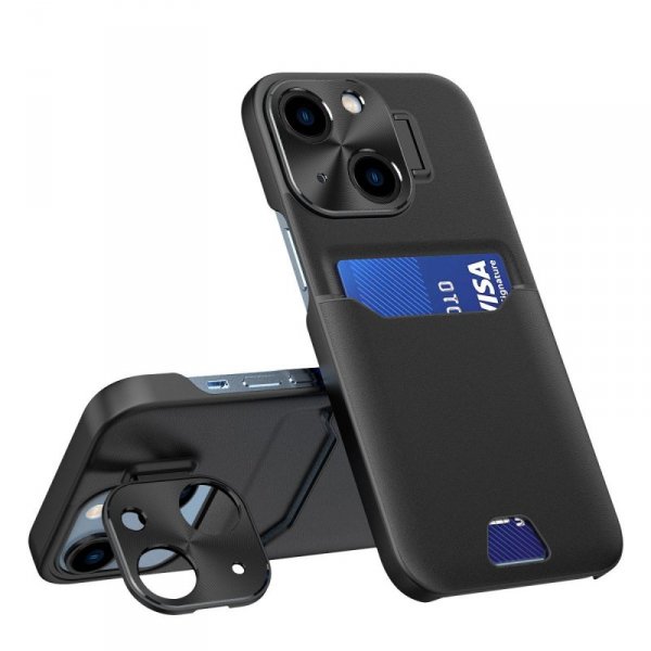 Leather Stand Case etui Samsung Galaxy S23 pokrowiec portfel na kartę z podstawką czarne