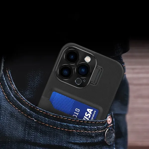 Leather Stand Case etui Samsung Galaxy S23 pokrowiec portfel na kartę z podstawką czarne