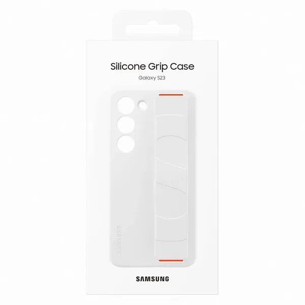Samsung Silicone Grip Cover etui Samsung Galaxy S23 silikonowy pokrowiec z paskiem na rękę białe (EF-GS911TWEGWW)