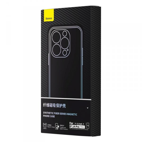 Pancerne etui iPhone 14 Pro kompatybilne z MagSafe szkło hartowane Baseus Synthetic Fiber - czarne