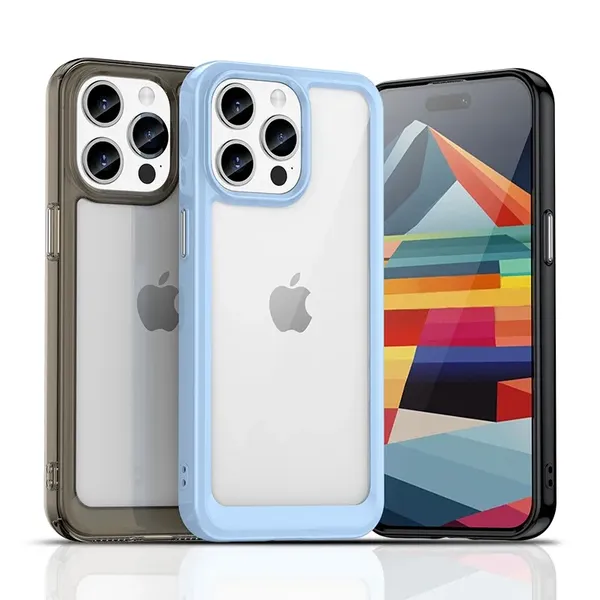 Wzmocnione etui z elastyczną ramką do iPhone 15 Pro Max Outer Space - niebieskie