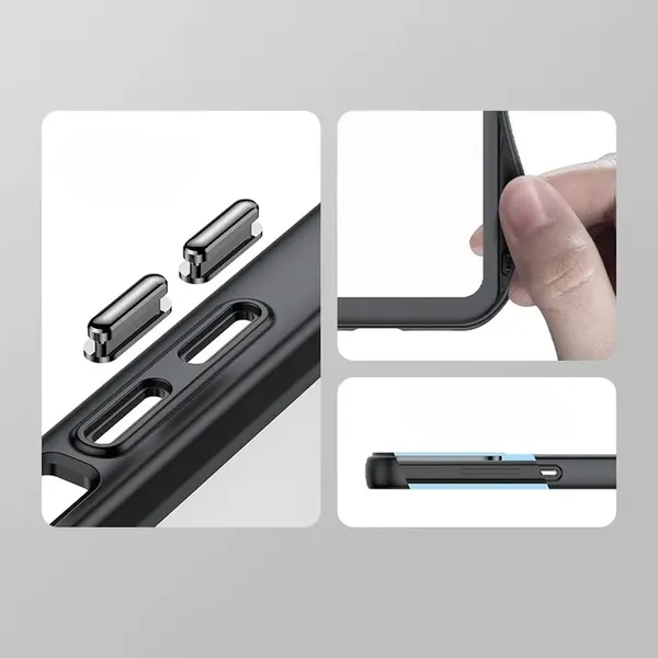 Wzmocnione etui z elastyczną ramką do iPhone 15 Pro Max Outer Space - czarne