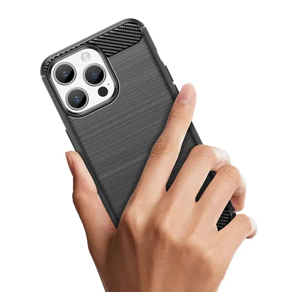 Elastyczne etui wzór karbon do iPhone 15 Pro Carbon Case - niebieskie