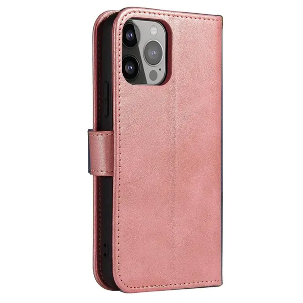 Etui portfel z klapką podstawką do iPhone 15 Plus Magnet Case - różowe