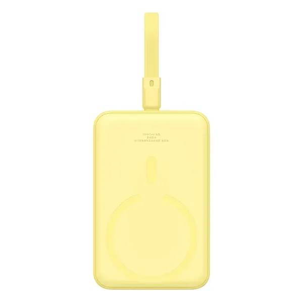 Powerbank Baseus Magnetic Mini MagSafe 10000mAh 20W z wbudowanym kablem Lightning - żółty + kabel Baseus Simple Series USB-C - U