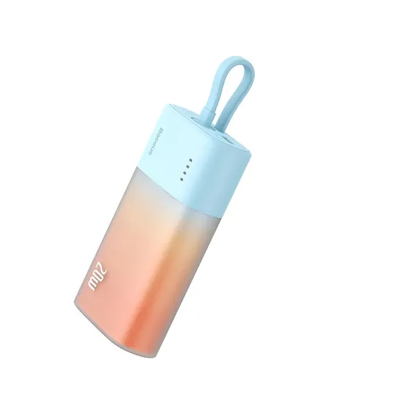 Powerbank Baseus Popsicle 5200mAh 20W z wbudowanym kablem Lightning (+ biały kabel Baseus Simple USB-C - USB-C 60W/20V/3A/30cm) 