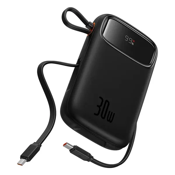 Powerbank Baseus QPow 2 20000mAh 30W z 2 wbudowanymi kablami USB-C - czarny