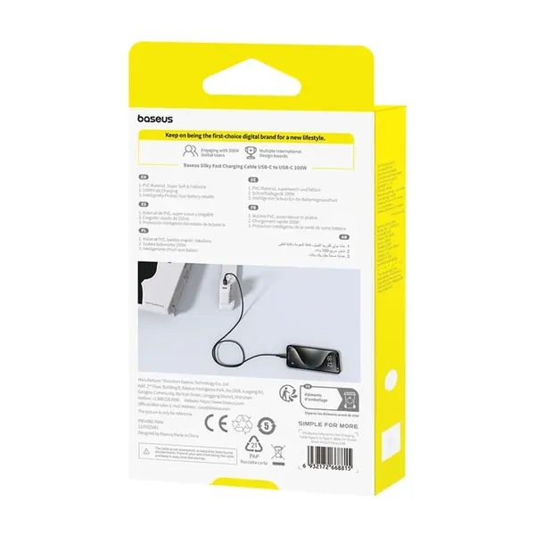 Kabel Baseus Silky Series 100W USB-C - USB-C 1m - czarny