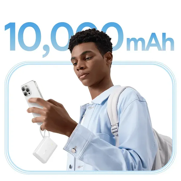 Powerbank Baseus PicoGo 10000mAh 45W z wbudowanym kablem i wyświetlaczem - biały