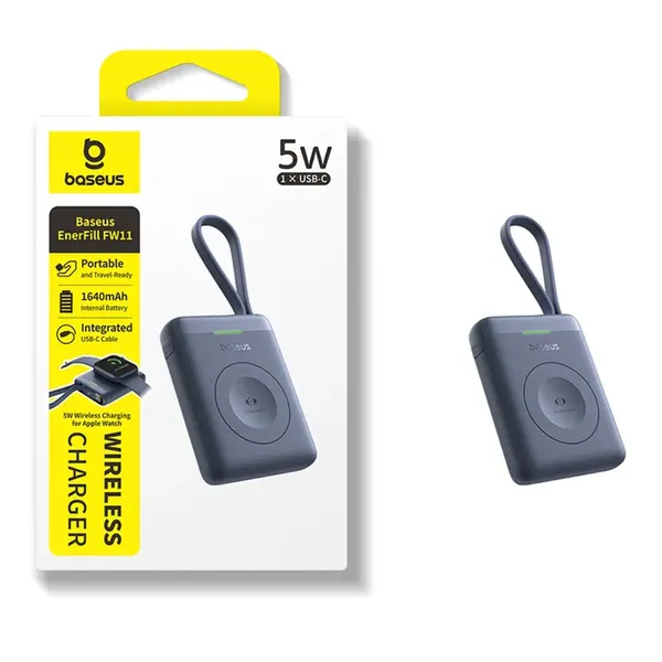 Powerbank Baseus EnerFill FW11 5W do Apple Watch z wbudowanym kablem - czarny