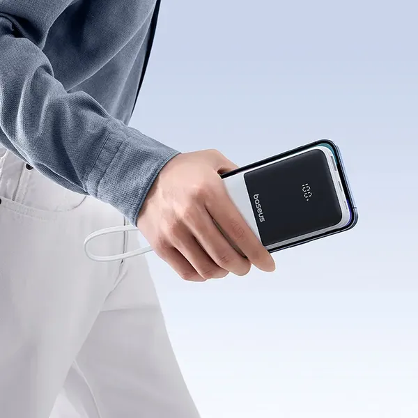 Powerbank Baseus Lipow 10000mAh 22,5W z dwoma wbudowanymi kablami (z kablem Baseus Simple USB-A - USB-C 3A 20cm) - biały