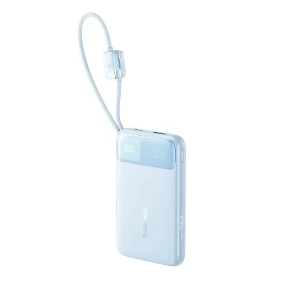 Powerbank Baseus EnerFill FC11 10000mAh 22.5W z wyświetlaczem cyfrowym i dwoma wbudowanymi kablami - niebieski