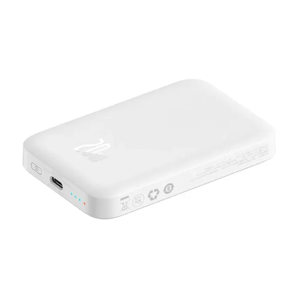 Powerbank Baseus Airpow 6000mAh 20W magnetyczny z kablem Baseus Simple USB-C - USB-C 30cm - biały