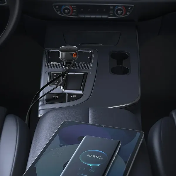 Ładowarka samochodowa Baseus Enjoyment Pro 55W USB-A ze zwijanym kablem Lightning - czarna