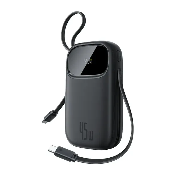 Powerbank Baseus EnerFill FC31 20000mAh 45W z wyświetlaczem cyfrowym z 2 wbudowanymi kablami USB-C - czarny