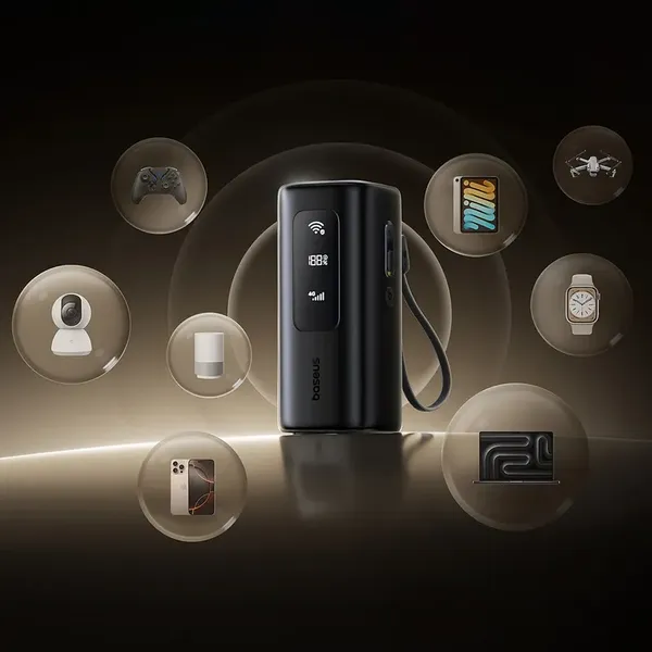 Powerbank Baseus EnerGeek GX11 MiFi 20000mAh 67W z funkcją Wi-Fi - czarny