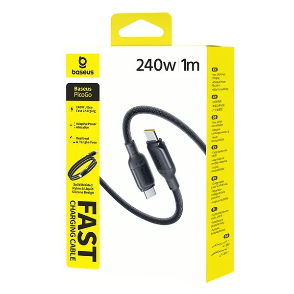 Kabel Baseus PicoGo Fast Charging 240W USB-C do USB-C 1m - czarny