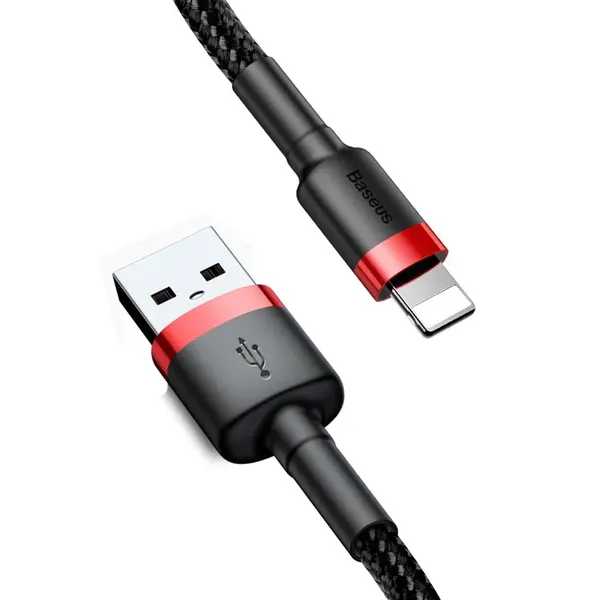 Kabel Baseus Cafule USB-A / Lightning 2.4A QC 3.0 0.5 m - czarno-czerwony