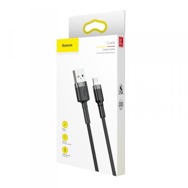 Kabel Baseus Cafule USB-A / Lightning 2.4A QC 3.0 1 m - czarno-szary