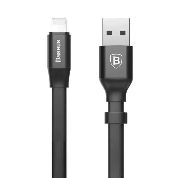 Baseus Nimble płaski kabel przewód USB / Lightning z uchwytem 2A 0,23M czarny (CALMBJ-B01)