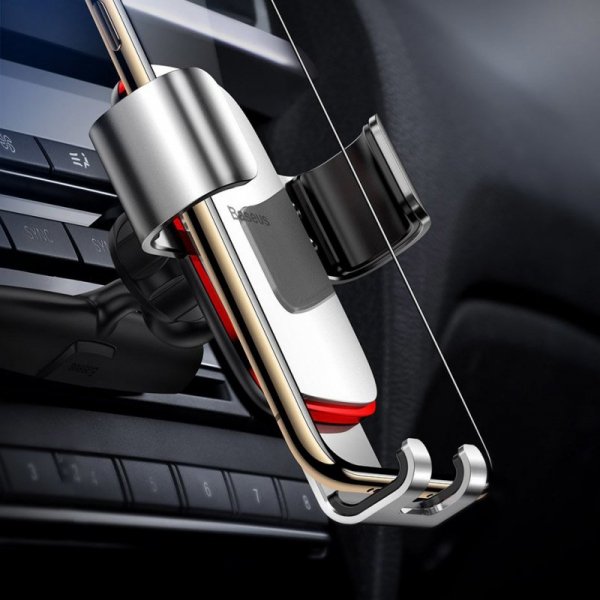 Baseus Metal Age Gravity Car Mount metalowy samochodowy uchwyt grawitacyjny na slot CD czarny (SUYL-J01)