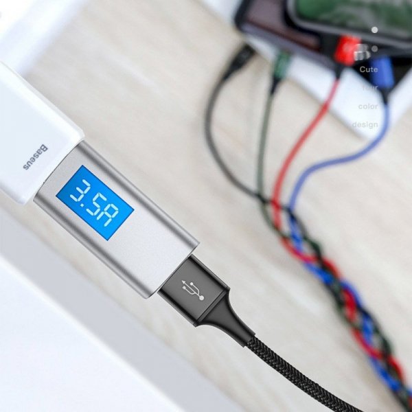 Baseus kabel przewód USB 4w1 Lightning / 2x USB Typ C / micro USB w nylonowym oplocie 3.5A 1.2m czarny (CA1T4-B01)