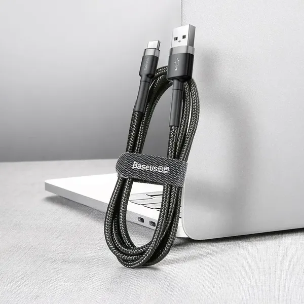 Kabel Baseus Cafule Cable USB-A / USB-C QC3.0 2A 3m - szaro-czarny
