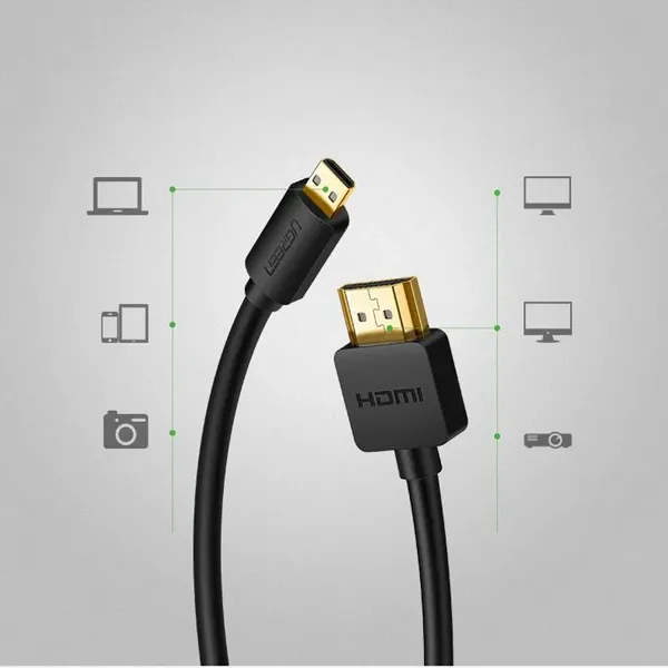 Ugreen kabel przewód HDMI - micro HDMI 19 pin 2.0v 4K 60Hz 30AWG 1,5m czarny (30102)