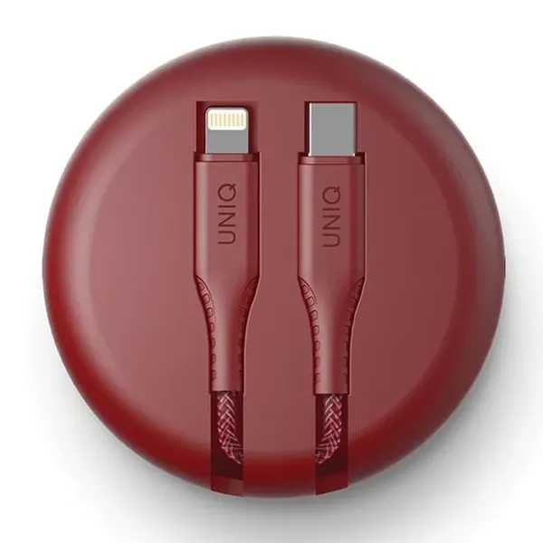 Kabel MFi UNIQ Halo USB-C / Lightning 18W nylonowy zwijany 1,2m - czerwony