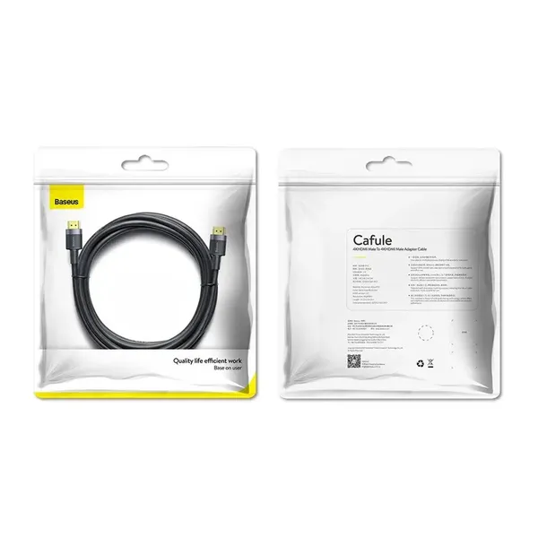 Kabel Baseus Cafule HDMI / HDMI 2.0 4K 60 Hz 3D 18 Gbps 2 m - czarny