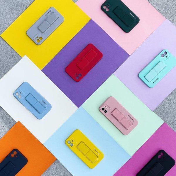 Wozinsky Kickstand Case silikonowe etui z podstawką iPhone 12 jasnoniebieskie