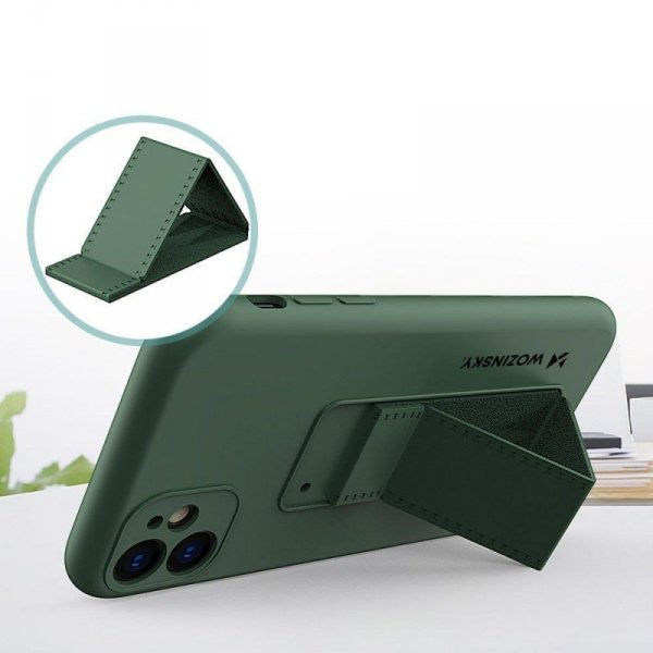 Wozinsky Kickstand Case silikonowe etui z podstawką iPhone 12 Pro szare