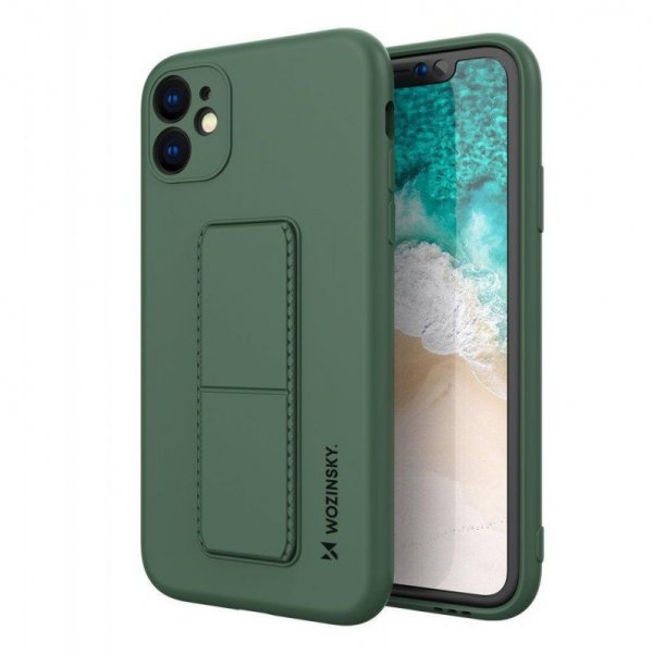 Wozinsky Kickstand Case silikonowe etui z podstawką iPhone 12 Pro ciemnozielone