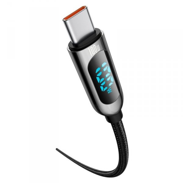 Kabel Baseus CATSK-B01 USB-C - USB-C PD QC 100W 5A 480Mb/s 1m z wyświetlaczem - czarny