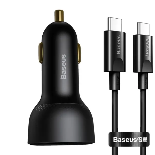 Baseus Superme szybka ładowarka samochodowa USB / USB Typ C 100W PPS Quick Charge Power Delivery + kabel USB Typ C 100W (20V/5A)