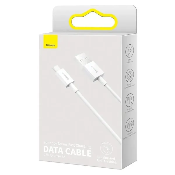 Kabel Baseus Superior USB-A / micro USB 2A 1m - biały