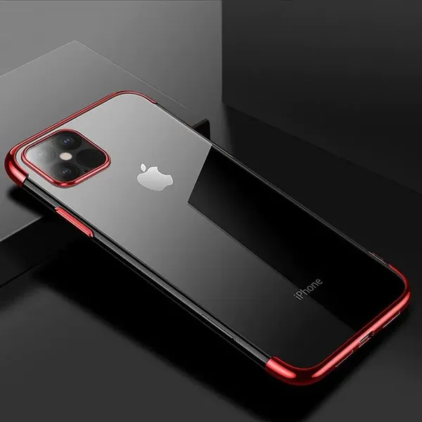 Clear Color case żelowy pokrowiec etui z metaliczną ramką Samsung Galaxy A22 4G czerwony