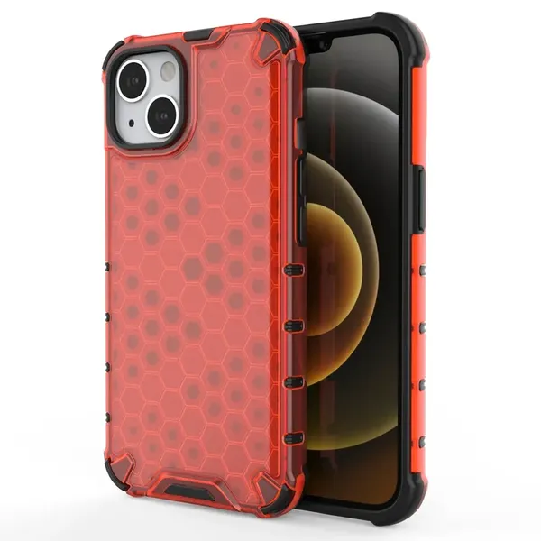 Honeycomb etui pancerny pokrowiec z żelową ramką iPhone 13 czerwony