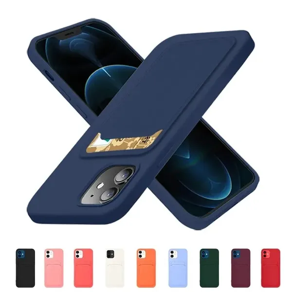 Card Case silikonowe etui portfel z kieszonką na kartę dokumenty do iPhone 12 Pro Max czerwony